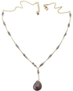 MOUNIR LONDON Grey Moonstone Drop Necklace - Metallic