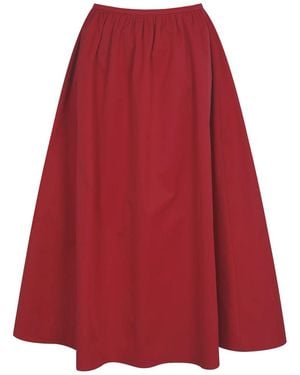 Miss Circle New York Ursel Crimson Gathered A-Line Midi Skirt