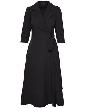 concept A trois Midi Wrap Shirt Dress With Pockets - Black