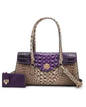 Mkf Collection - J'omor Liviana Croc-Embossed Elongated Shoulder Bag - Purple
