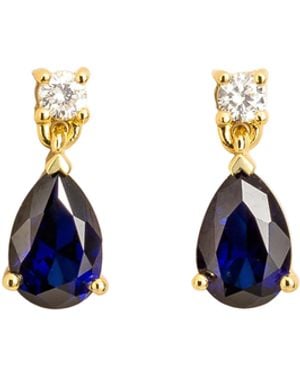 Juvetti Pisa Sapphire & Diamond Pear Drop Earrings - Blue
