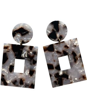 CLOSET REHAB Open Square Drop Earrings - Yellow