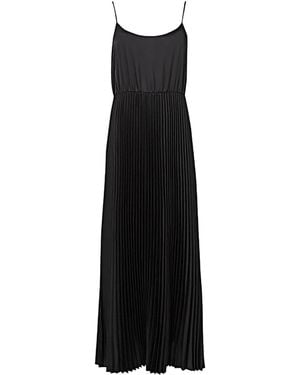 Roch Perel Satin Pleated Slip Dress - Black