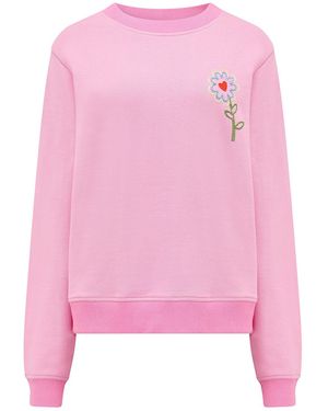 Sugarhill Mindy Blouson Sleeve Sweatshirt, Heart Flower - Pink