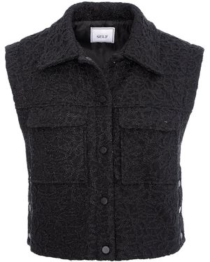 concept A trois Vest With Discreet Embroidery - Black