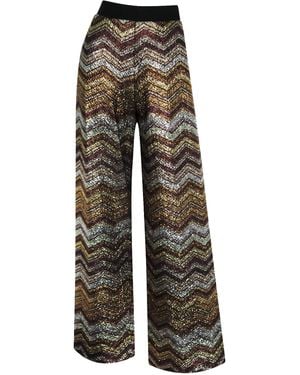 Me & Thee Namaste Metallic Stripe Wide Leg Trouser - Grey