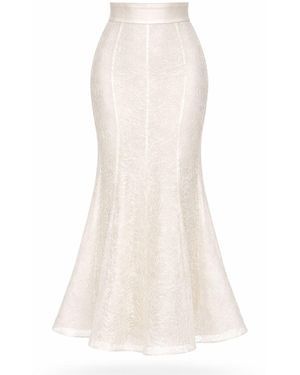 Elsava Lace Tailored Skirt - White