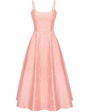 POST MERIDIEM Coral Jacquard Fitted Corset Bustier Dress - Pink
