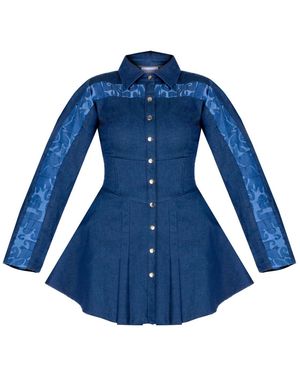 GUILLAUME ALEXANDRE Denim Corset Shirt Dress - Blue