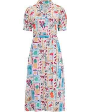 Sugarhill Penelope Midi Shirt Dress Off- Jungle Tile - White