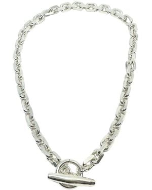 Tg-Jewellery by Tamara Gervasio Rectangular Trace Choker T-Bar Necklace – Sterling - Metallic