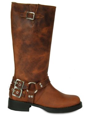 Urbnkicks Tall Biker Distressed Boots - Brown