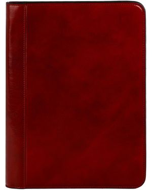 Time Resistance Leather Documents Folder Organizer - Red