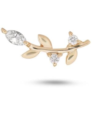 Zohreh Diamond Leaf Flat Back Earring 9K - Metallic