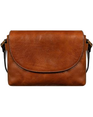 Time Resistance Cognac Leather Cross Body Bag For - Brown