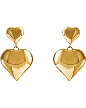Laura Gray Double Puffed Heart Post Earrings - Metallic