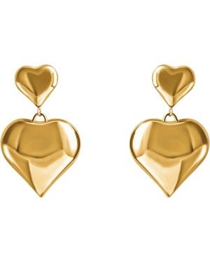 Laura Gray Double Puffed Heart Post Earrings - Metallic