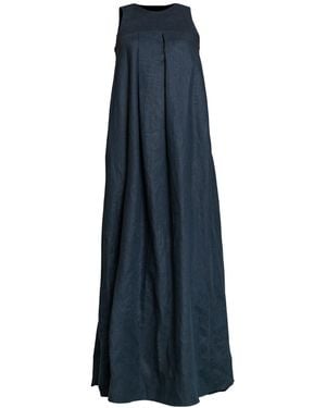 Nikka Place Linen Loose Maxi Dress With Pockets - Blue