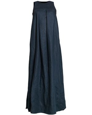 Nikka Place Linen Loose Maxi Dress With Pockets - Blue