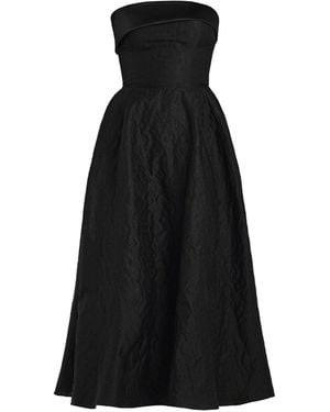 POST MERIDIEM Jacquard Midi Dress With Turn-Up - Black