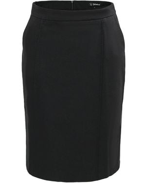 Smart and Joy Straight Skirt With Topstitched Pleats - Black