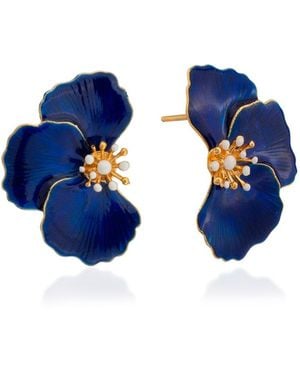 Milou Jewelry Poppy Flower Earrings - Blue