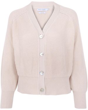 Paul James Knitwear Cotton Tilda Oversized V Neck Ribbed Cardigan - Pink