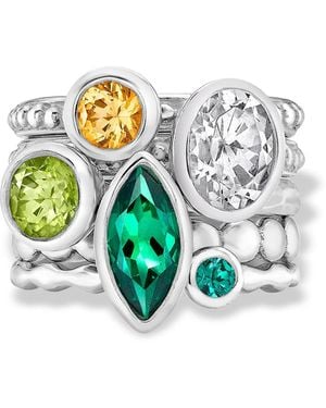 Dower & Hall Envy Twinkle Stacking Rings Set - Green