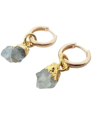 Sophelia Raw Aquamarine March Birthstone Plated Huggies - Metallic