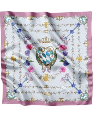 Lamberty Munich The Mystical Edelweiss Silk Scarf - Blue