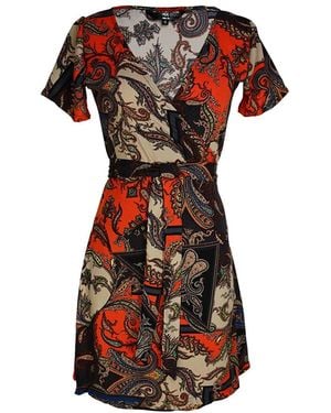 Jennafer Grace Paisley Mosaic Wrap Dress - Red
