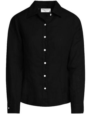 Haris Cotton Linen Long Sleeved Shirt With Darts - Black