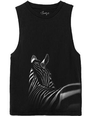 Zenzee Zebra Animal Print Tank Top - Black