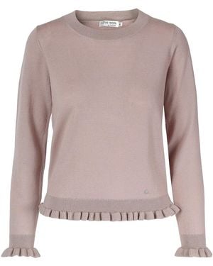 tirillm Neutrals Aspen Merino Wool Sweater With Frills - Brown