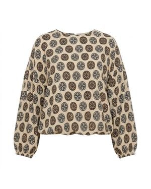 ELOI Elmo Geometric Print Loose Fit Top - Brown
