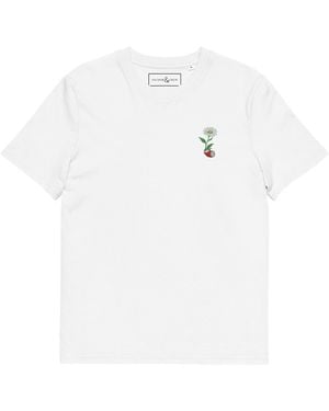 Anchor and Crew Daisy Garden Dystopia Organic Cotton Embroidered T-Shirt - White
