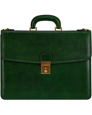Time Resistance Leather Briefcase - Green