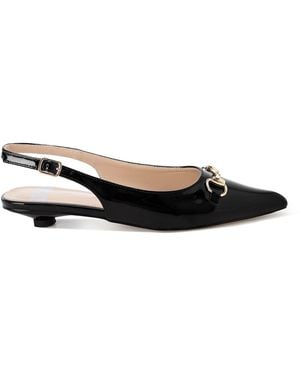 Rag & Co Bell Flower Classic Horsebit Detail Slingback Heels - Black