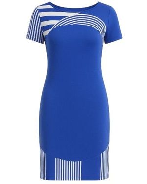 Conquista Print Detail Short Sleeved Dress - Blue