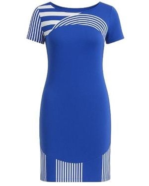Conquista Print Detail Short Sleeved Dress - Blue