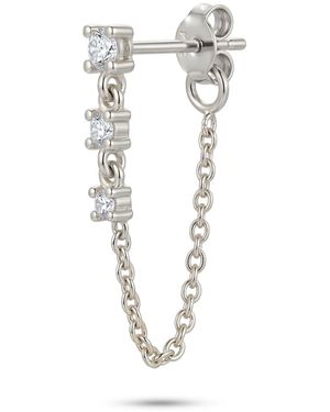 Spero London Fine Diamond Linked Tennis Earring - Metallic
