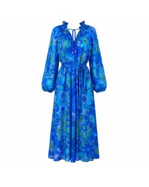 Introvertie VIENNA Alegria Silk Cotton Kaftan Dress - Blue