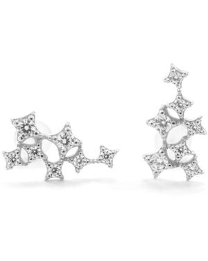 Seven Saints Star Cluster Stud Earring With Zirconia Diamond, Rhodium - White