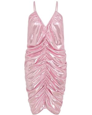 Sour Figs Metallic Ruched Mini Dress - Pink