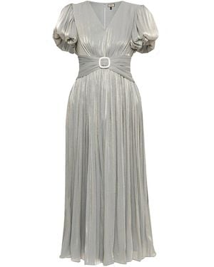 Nissa Crystal-Detail Chiffon Midi Dress - Gray