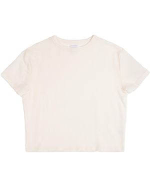 Vænn Neutrals S/S Babywool Boxy Crew Neck Tee Double Cream - White