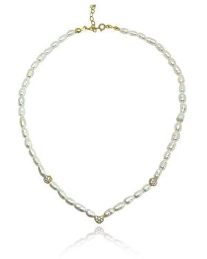 LINYA JEWELLERY Romes Heart Pearl Necklace - Metallic