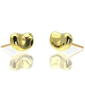VicStoneNYC Fine Jewelry Solid Bean Stud Earrings - Metallic