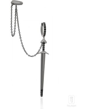 The Jewelz Neutrals Shadowpierce Cuff Danglers Sterling Earring - White