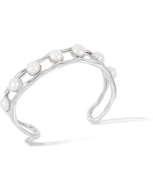Dower & Hall Waterfall Freshwater Pearl Chunky Bangle - Metallic